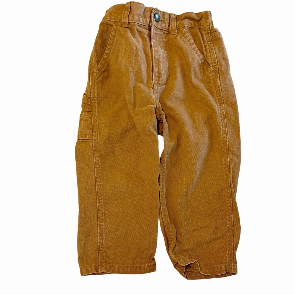 Carhartt Baby Dungaree Pants Brown Infant Size 24 Months Canvas Workwear Tan